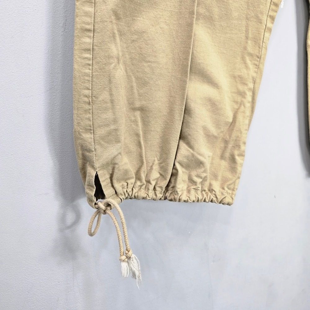 Vintage Y2K Cargo Capri Pants L 34X21 Tan Mid Rise Ripstop Parachute Tie Balloon - Picture 3 of 11